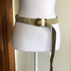 STETSON Born in American Eagle Embossed Gold Tone Web Belt Vintage RARE